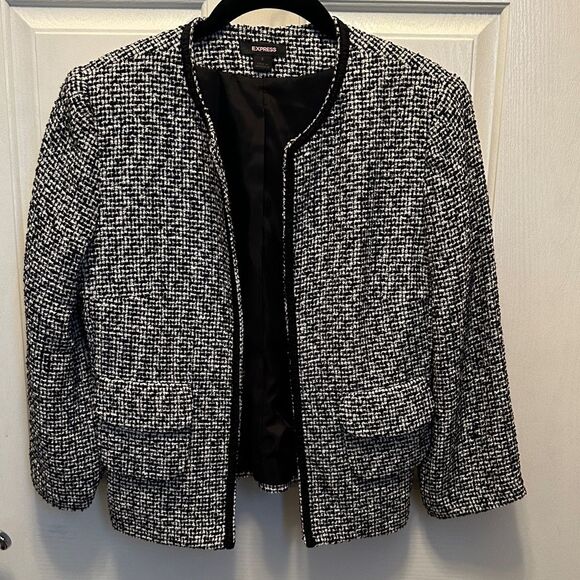 Express Jackets & Blazers - Express Monochrome Tweed Blazer